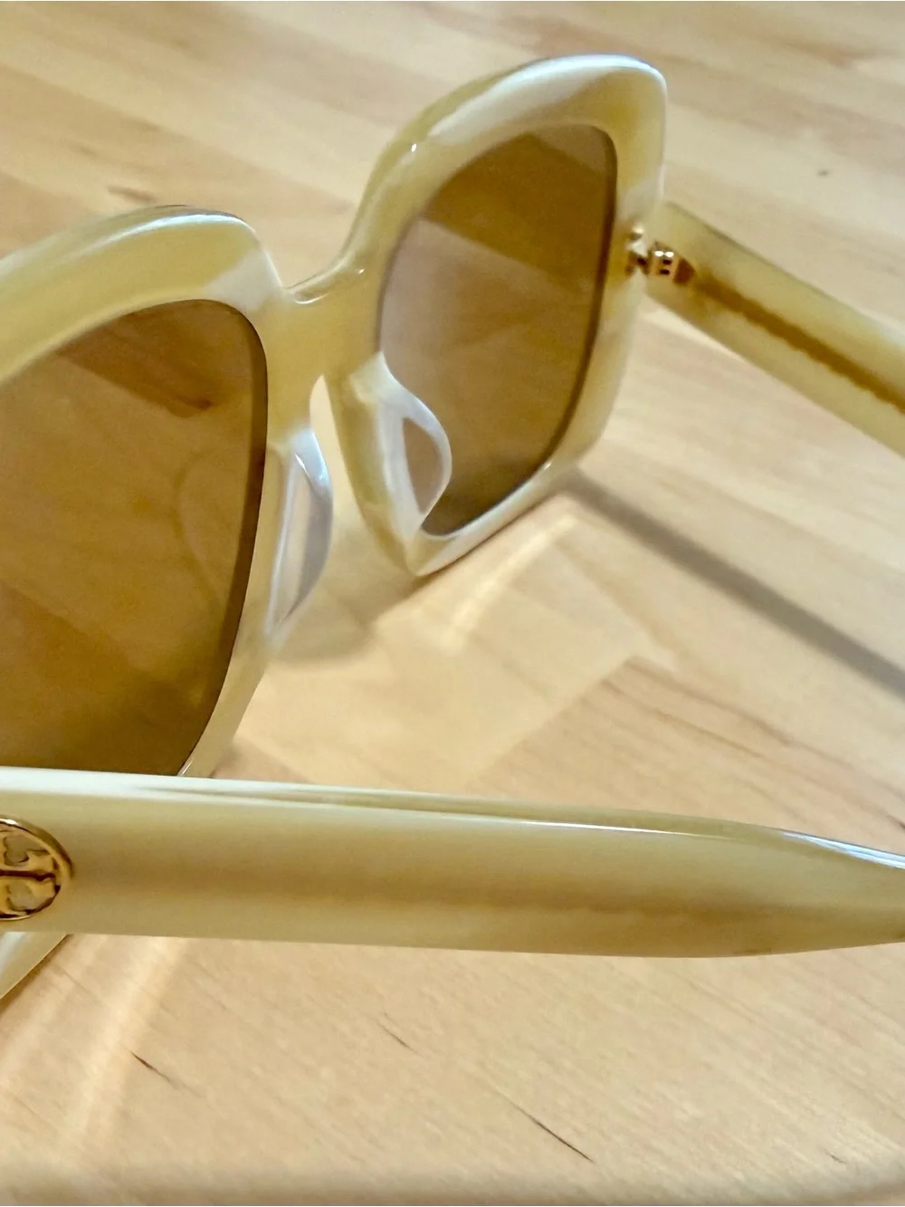 Tory Burch Oversized Square Sunglasses - Cream Frame, Brown Lenses